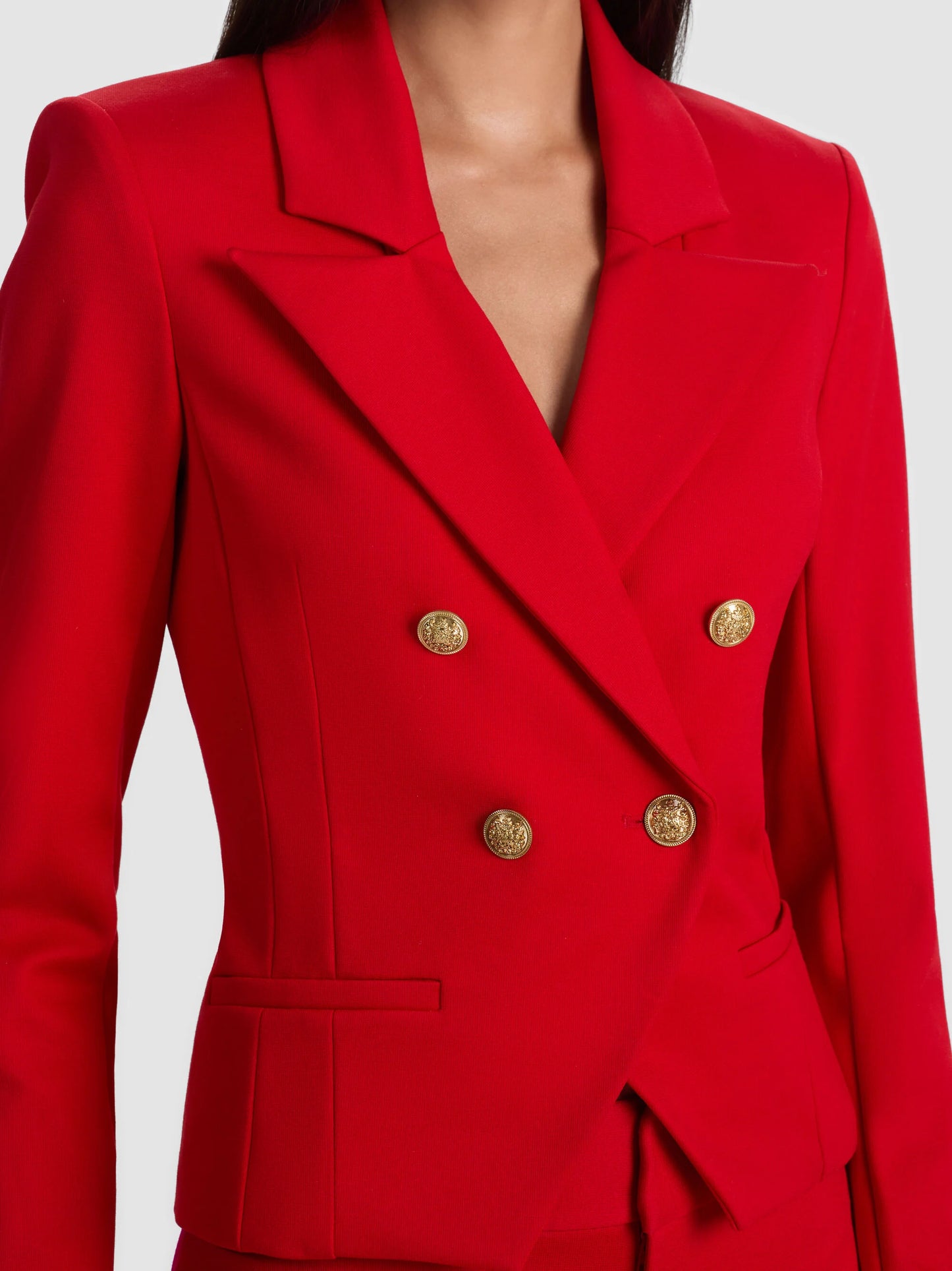 Sable Double Breasted Cropped Blazer Chili Pepper - Alice + Olivia