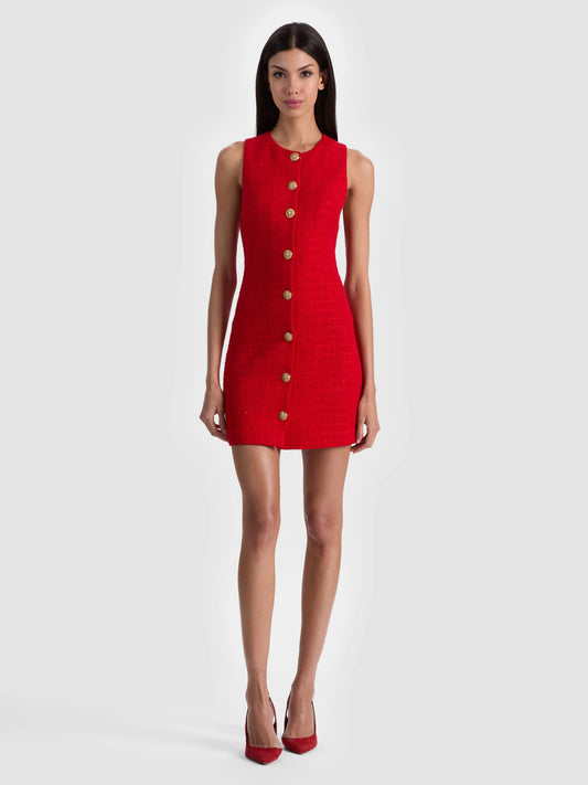 Cade Mini Dress Chili Pepper - Alice + Olivia