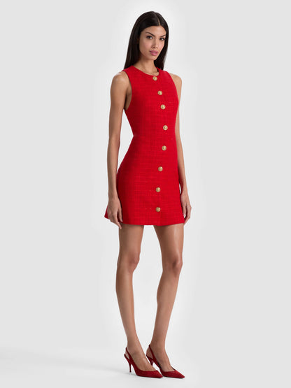 Cade Mini Dress Chili Pepper - Alice + Olivia