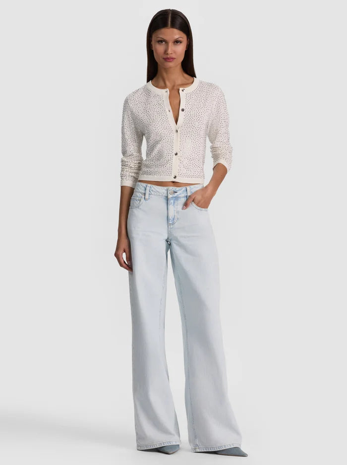 Dollie Embellished Cardigan Soft White - Alice + Olivia