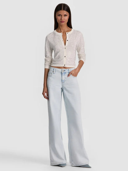 Dollie Embellished Cardigan Soft White - Alice + Olivia