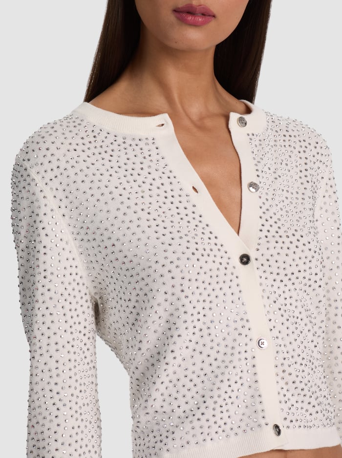 Dollie Embellished Cardigan Soft White - Alice + Olivia