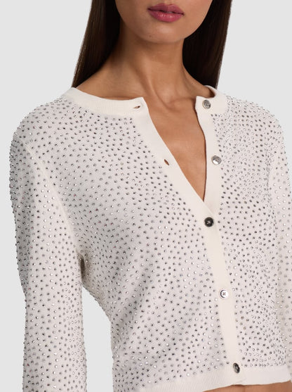 Dollie Embellished Cardigan Soft White - Alice + Olivia