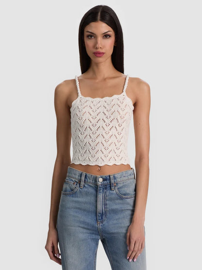 Sid Crochet Tank Soft White - Alice + Olivia