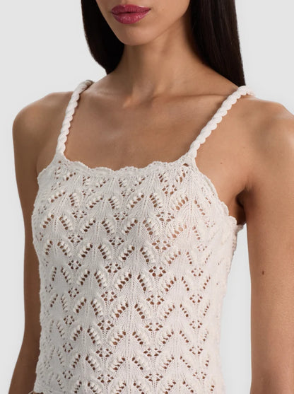 Sid Crochet Tank Soft White - Alice + Olivia