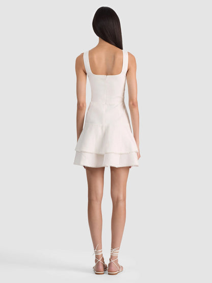 Miriam Sweetheart Mini Dress Off White - Alice + Olivia