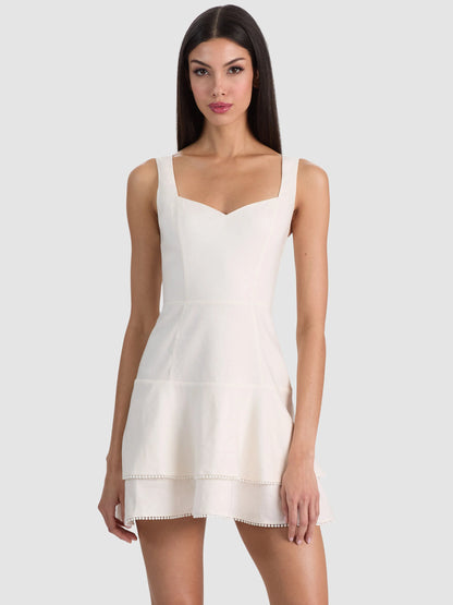 Miriam Sweetheart Mini Dress Off White - Alice + Olivia