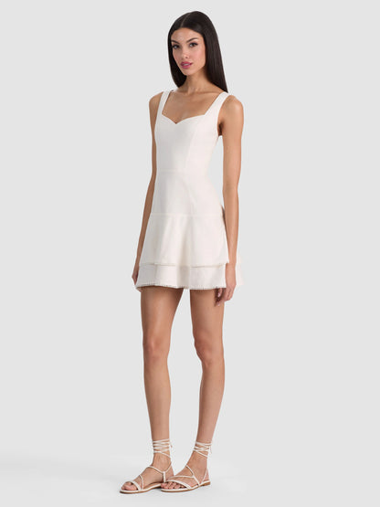 Miriam Sweetheart Mini Dress Off White - Alice + Olivia