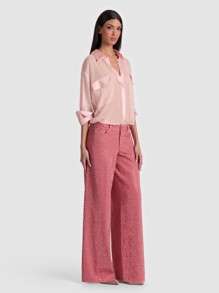 Finely Oversized Utility Shirt English Rose - Alice + Olivia