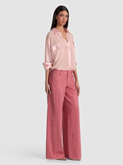 Finely Oversized Utility Shirt English Rose - Alice + Olivia