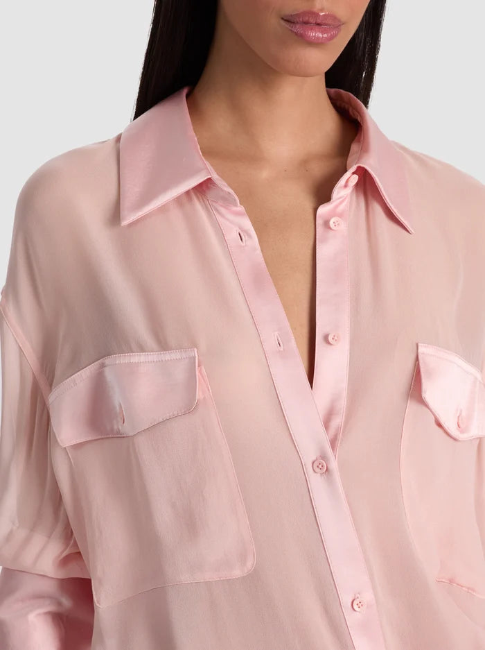 Finely Oversized Utility Shirt English Rose - Alice + Olivia