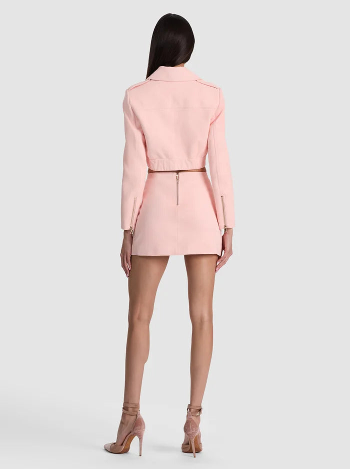 Krishna Suede Cropped Moto Jacket English Rose - Alice + Olivia