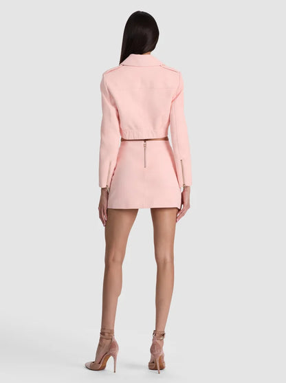 Krishna Suede Cropped Moto Jacket English Rose - Alice + Olivia