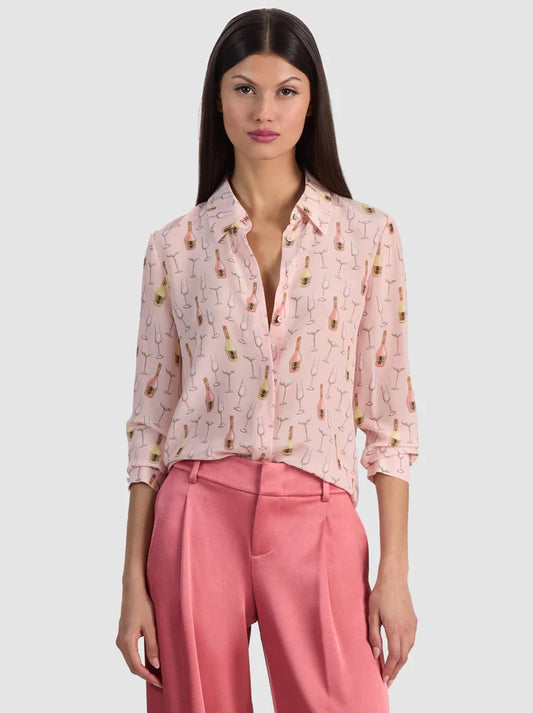 Willa Silk Blouse Champagne Pop - Alice + Olivia