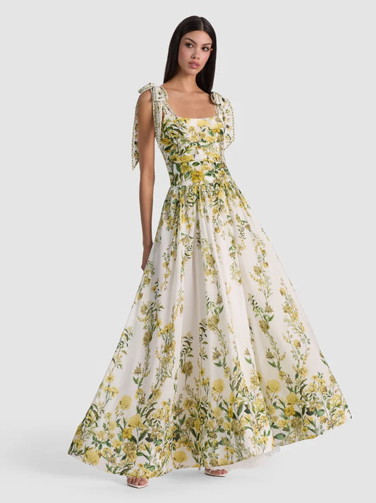 Haven Flared Maxi Dress Fresh Air Butter - Alice + Olivia