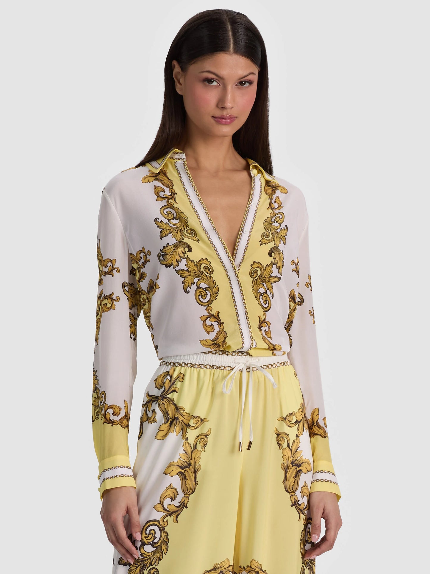 Willa Silk Blouse Golden Coast - Alice + Olivia