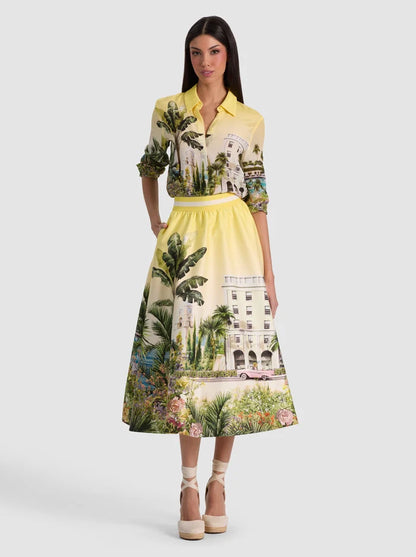 Earla StaceFace Midi Skirt Pure Paradise - Alice + Olivia