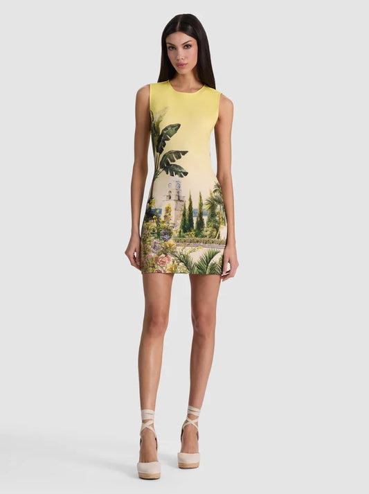Wynell StaceFace Fitted Mini Dress Pure Paradise - Alice + Olivia