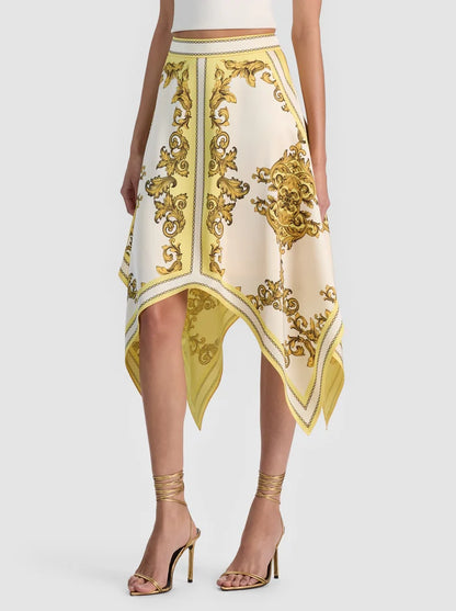 Davina Midi Skirt Golden Coast - Alice + Olivia
