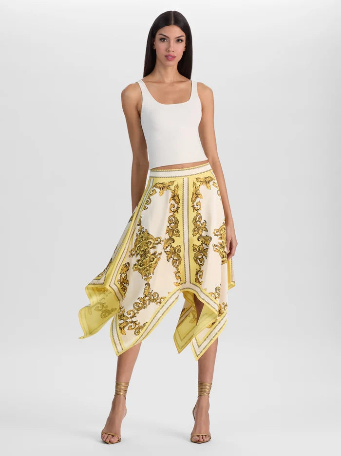 Davina Midi Skirt Golden Coast - Alice + Olivia