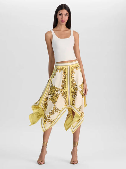 Davina Midi Skirt Golden Coast - Alice + Olivia