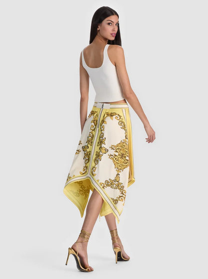 Davina Midi Skirt Golden Coast - Alice + Olivia