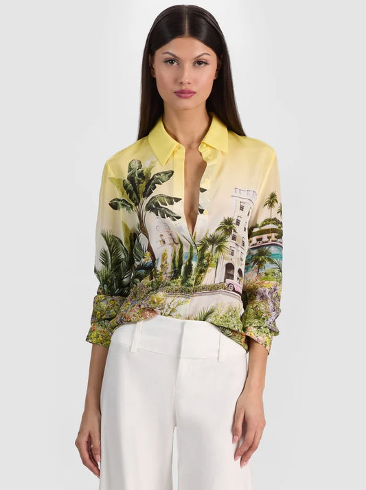 Willa Silk Blouse Pure Paradise - Alice + Olivia