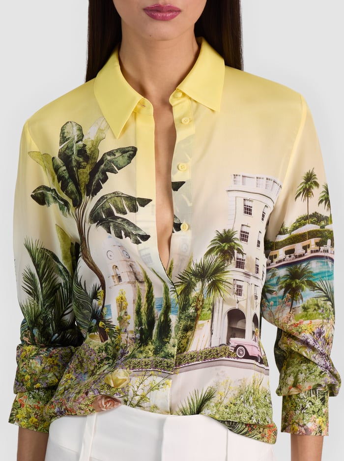 Willa Silk Blouse Pure Paradise - Alice + Olivia