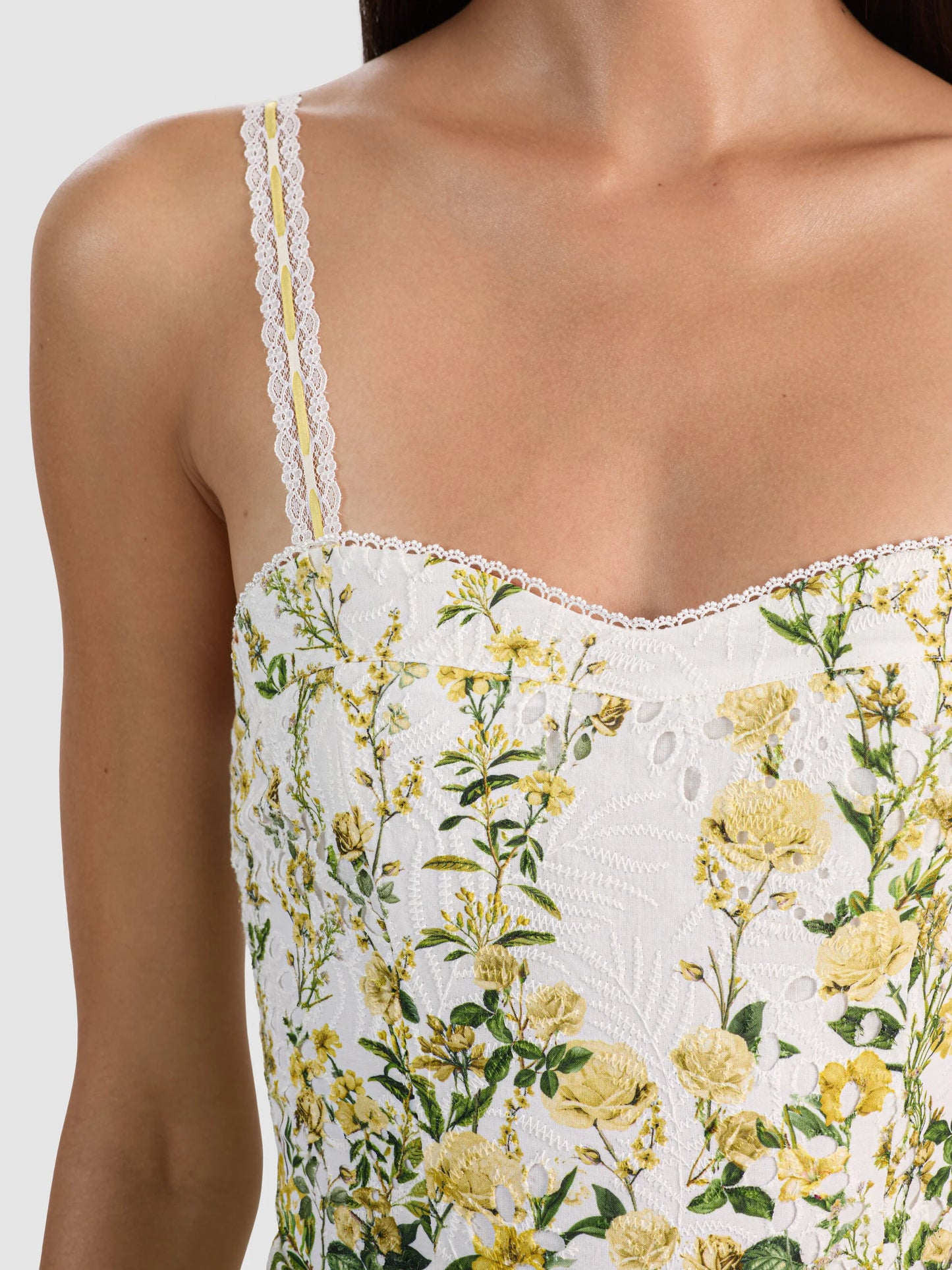 Meredith Sweetheart Mini Dress Fresh Air Butter - Alice + Olivia