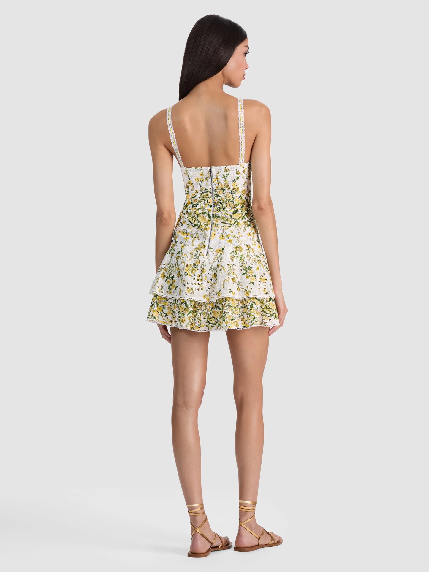Meredith Sweetheart Mini Dress Fresh Air Butter - Alice + Olivia