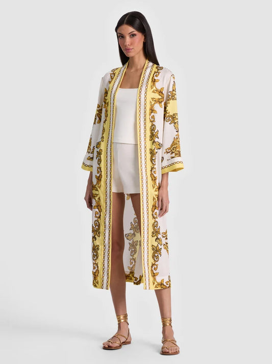 Lynn Printed Robe Golden Coast - Alice + Olivia
