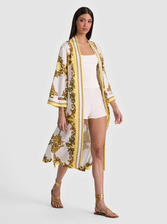 Lynn Printed Robe Golden Coast - Alice + Olivia