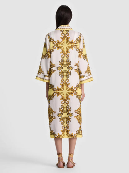Lynn Printed Robe Golden Coast - Alice + Olivia
