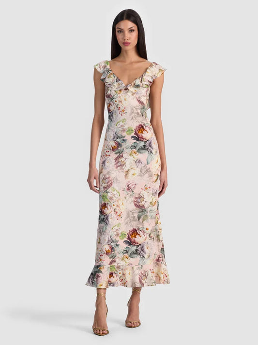 Gemma Midi Dress Sweet Peony - Alice + Olivia