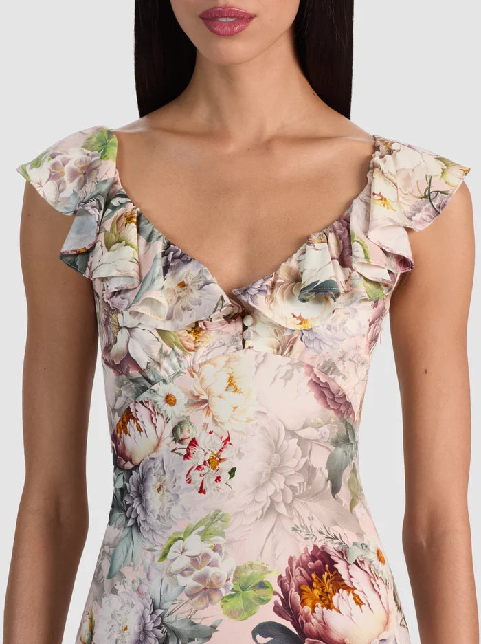 Gemma Midi Dress Sweet Peony - Alice + Olivia