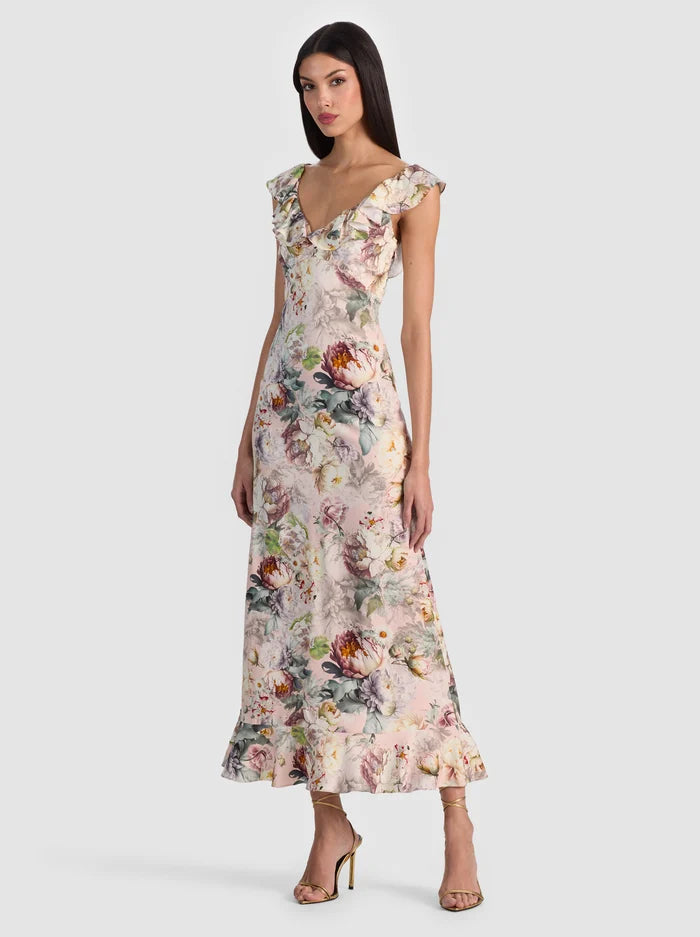 Gemma Midi Dress Sweet Peony - Alice + Olivia