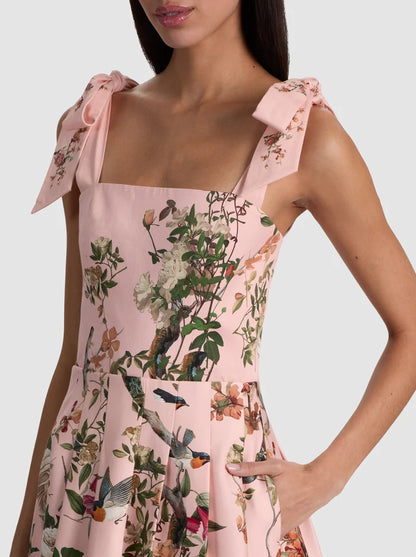Hana Midi Dress Sunset Grove English Rose - Alice + Olivia