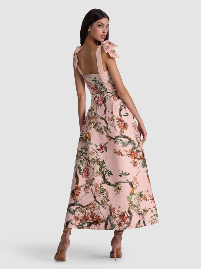 Hana Midi Dress Sunset Grove English Rose - Alice + Olivia