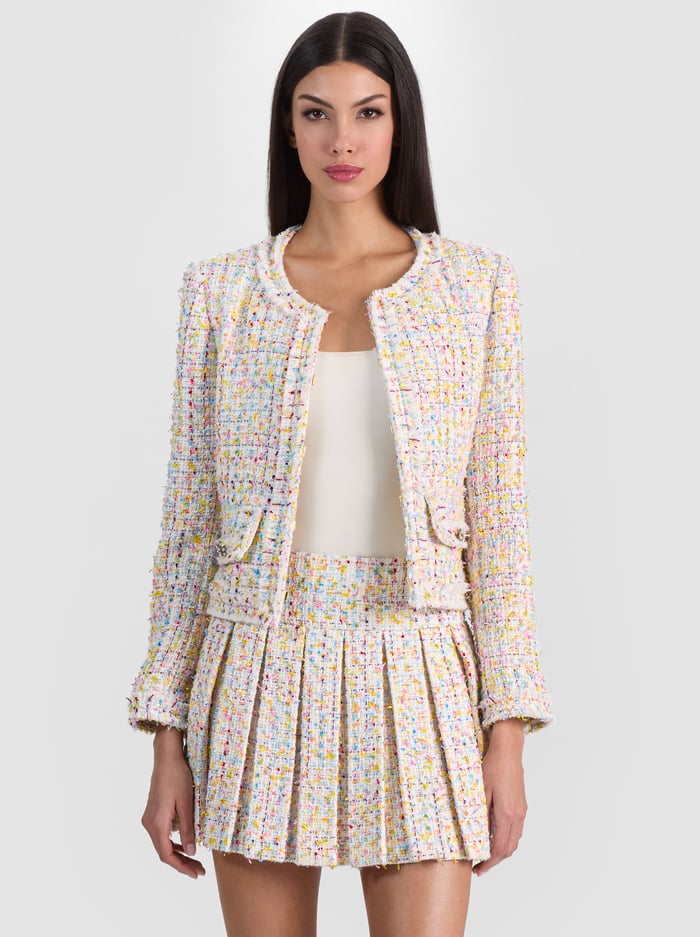 Landon Cropped Jacket Off White/Multi - Alice + Olivia