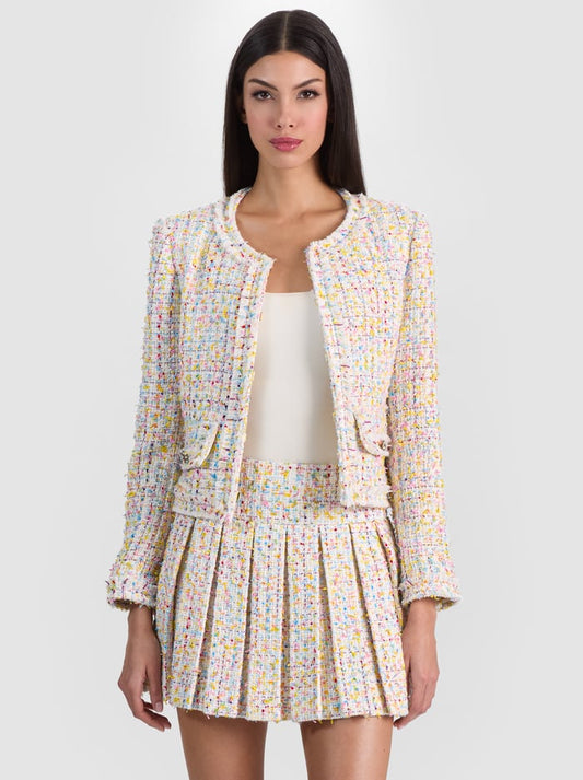 Landon Cropped Jacket Off White/Multi - Alice + Olivia