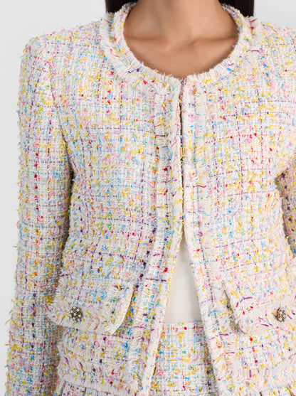 Landon Cropped Jacket Off White/Multi - Alice + Olivia