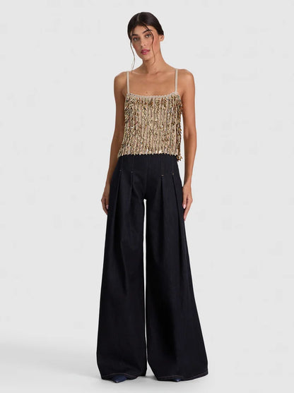 Nicolette Sequin Tank Sand/Gold - Alice + Olivia