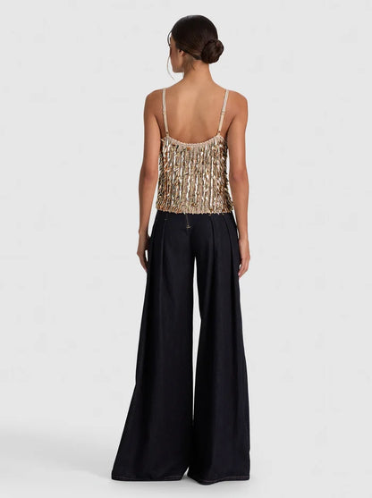Nicolette Sequin Tank Sand/Gold - Alice + Olivia