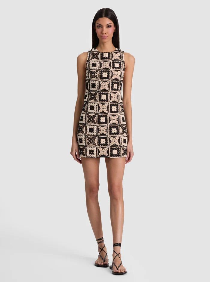 Clyde Crochet Mini Dress Black/Multi - Alice + Olivia