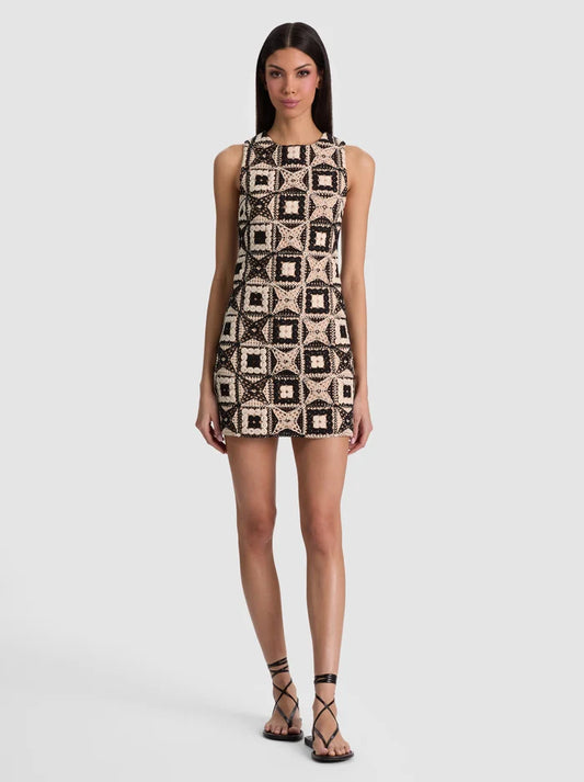 Clyde Crochet Mini Dress Black/Multi - Alice + Olivia