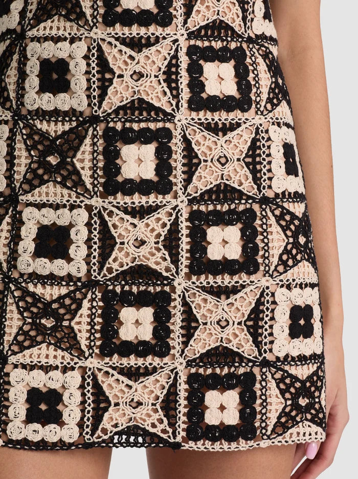 Clyde Crochet Mini Dress Black/Multi - Alice + Olivia