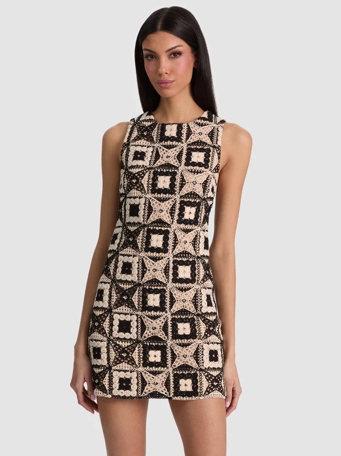 Clyde Crochet Mini Dress Black/Multi - Alice + Olivia
