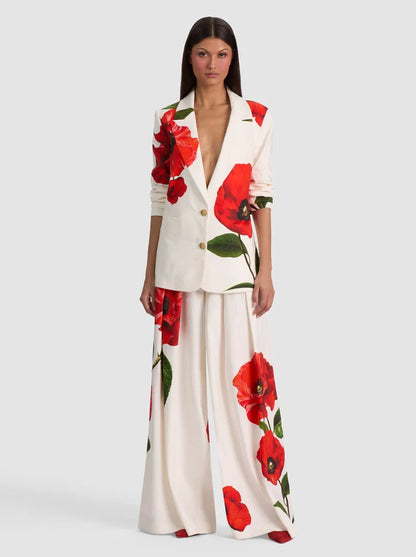 Elna Slim Long Blazer Summer Poppy - Alice + Olivia
