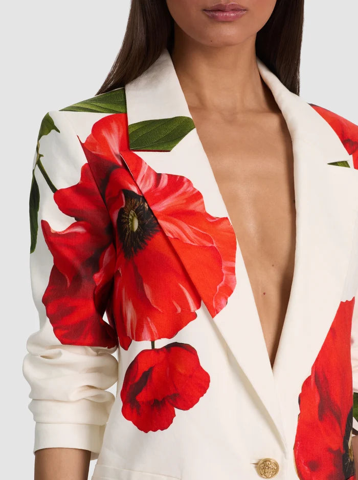 Elna Slim Long Blazer Summer Poppy - Alice + Olivia