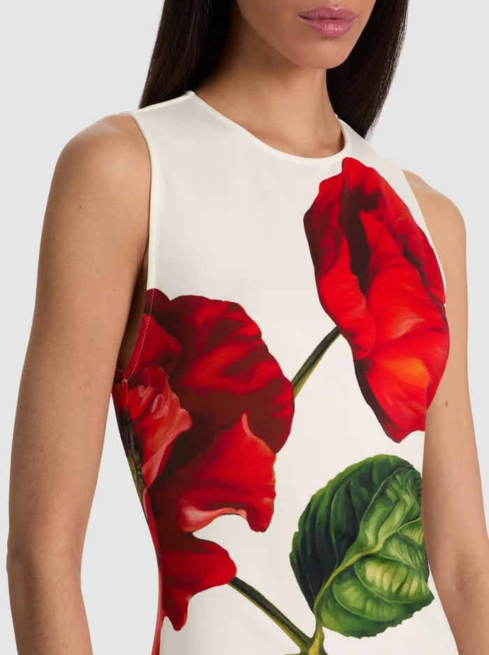 Wynell Fitted Mini Dress Summer Poppy - Alice + Olivia